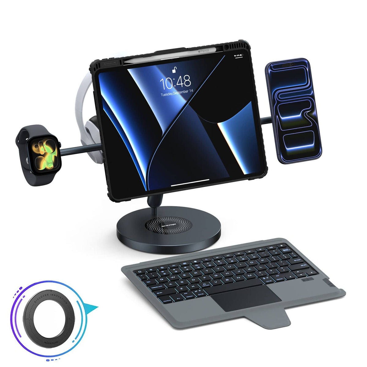 Bumper Link Magnetic Backlit Keyboard Case (Black) with Magnetic Stand for iPad Series